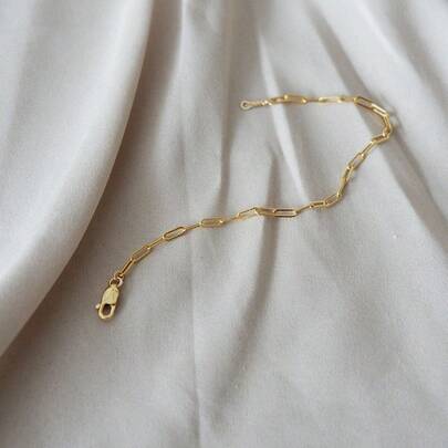 1入組極簡純銀手鏈適合女士日常裝飾