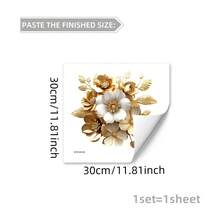 1pc Flower Decorative Toilet Sticker, Bi-Color Gold & White, Multi-Styles Available, Suitable For Various Scenarios Stickers Personalised Stickers - Color - View 15