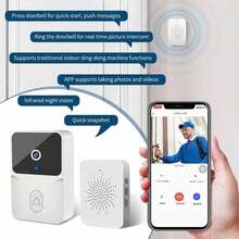 1pc Graffiti Smart WiFi Wireless Video Doorbell With HD Camera, Night Vision, Two-Way Audio, Supports Smart Home Greeting, Mobile Motion Detection Alarm, Push Notification, Remote Viewing, Rechargeable Battery, Wireless Video Doorbell With Doorbell Sound - Multicolor - View 4