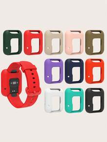 2pcs Set: Solid Color Casual Detachable Silicone Smart Watch Band + Semi-Enclosed Silicone Watch Protective Case, Suitable For Whole Day Wear, Compatible With Redmi Watch 2 Lite - Redmi Watch 2 Lite - View 2