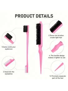 10pcs.Hair Comb Set, Teasing Hair Brush, Mouse Tail Comb, Edge Hair Brush, Braid Tool With Hair Clips, Travel Essentials