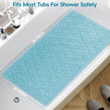 Bathtub Mat Non Slip With Suction Cups - 100% Rubber Bathroom Mat Textured For Bath Tub Shower Safety - Soft On Touch - BPA/PVC Free - Pet Dog Bath Mat - Machine Washable - 16 * 28 Inch(Gray) - Blue - View 2