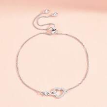 1pc To My Unbiological Sister Infinity Symbol Heart Bracelet, Adjustable Bracelet, Friendship Bracelet, Birthday Gift, Christmas Gift - Silver - View 6
