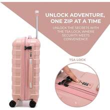 RMW Suitcase Large Medium Cabin Size | Hard Shell | Lightweight | 4 Dual Spinner Wheels | Trolley Luggage Suitcase | Hold Check In Luggage | TSA Combination Lock (Pink, Medium 24" + Large 28") - Pink - View 3