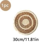 1 pieza /4 piezas /6 piezas Posavasos o manteles individuales redondeados con flecos de estilo bohemio tejidos a mano de manera natural, adecuados para restaurantes, decoración de bodas