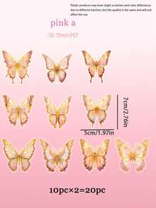 20片装奢华水晶激光金色蝴蝶贴纸，夺目的多色渐变翅膀，散发彩虹般的光芒 - 晶莹剔透的装饰，适合居家、婚礼、派对！各种DIY房间装饰 家居装饰 墙面装饰 卧室装饰 浴室装饰 房间装饰 家居装饰 客厅壁纸 墙贴 墙纸 厨房装饰 个性化贴纸 - 多色 - 查看 7
