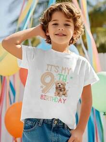 Camiseta para el 9no cumpleaños de niño, regalo para niños de 9 años amantes de los perros, atuendo para fiesta de 9 años, parte superior de celebración del 9no cumpleaños para niños de 9 años de edad - Blanco - Ver 1