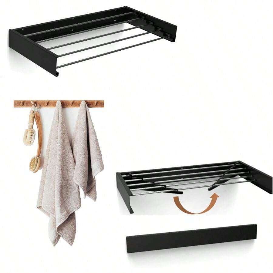 Cozility Wand Wäschetrockner ausziehbar für drinnen and drauben. Einfache Wäscheständer wandmontage platzsparend 25 kg Tragkraft 70 cm Anthrazit. Stioll kompakt effizient! 70 cm