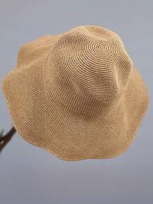 Wide Brim Classic Straw Hat, Women's Beach Sun Hat, Versatile Bucket Hat For Sun Protection, Spring/Summer