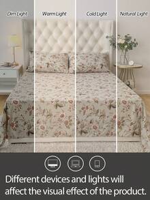 1件花卉图案床单，轻盈透气，柔软亲肤 - 彩色 - 查看 6
