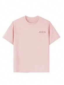 This Casual Print Round Neck Short Sleeve T-Shirt Is Suitable For Girls And Children To Wear In Summer - With A Butterfly Pattern, Providing A Unique T-Shirt For Children Who Love Plants And Want To Stand Out! Girl's Clothing, Girls' Graphic T-Shirt, Summer Top, Teen Clothing - Pink - View 4