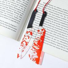 1pc Classic Red Bookmark With Bloody Furniture Knife And Red Tassel Bookmark - Fantasy Horror Style Gift For Horror Lovers, Co-Workers, Friends & Family