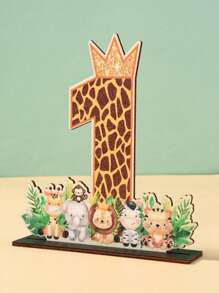 1 szt. Drewniane ozdoby urodzinowe w stylu dżungli, prezent urodzinowy na przyjęcie, motyw dżungli, lampart, roczne przyjęcie urodzinowe, kreatywne ozdoby do domu, drewniane tło do dekoracji, fotografia, dekoracja stołu, drewniane ozdoby, dekoracja na przyjęcie Babe Shower Party Craft