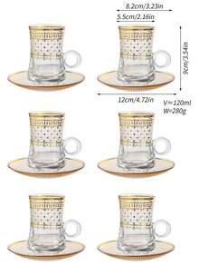 1 Set Of Luxury Transparent Glass Coffee Cup Set With Saucer, Handle And Thick Heat-Resistant Design - Suitable For Latte, Tea, Beverages - Reusable Multipurpose Glass Utensil, Ideal For Home And Office Use - Multicolor - View 2