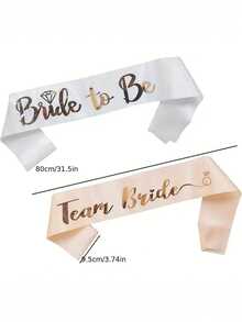 11pcs Bridal Party Sash Set - 1 White Bride Sash And 10 Bridesmaids Sashes With Shiny Rose Gold Text, For Bachelorette Party And Wedding (11pcs Set) - Multicolor - View 4