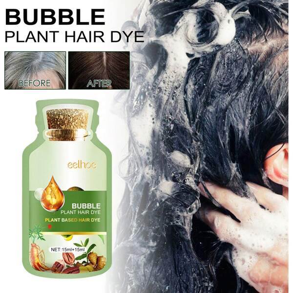 10 peças/Conjunto Xampu Tinturas de Cabelo com Bolhas - 3 em 1 com Ingredientes Herbais Naturais, Xampu Tintura de Cabelo para Mulheres e Homens, Cobertura de Cabelos Grisalhos, Adequado para Todos os Tipos de Cabelo