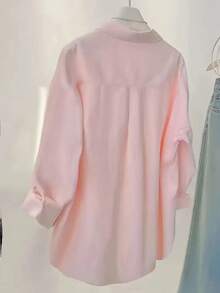 Women's Front Button Pocket Blouse, Minimalist Fashion Design Suitable For Summer