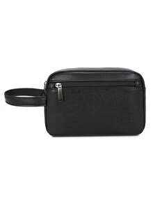 New Men's Small Square Bag, Vintage Minimalist Storage Bag, Casual Travel Multi-Function Large Capacity Phone Pouch Men Essentials - Black - View 4