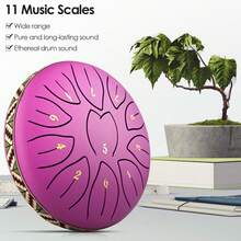 Steel Tongue Drum 6 Inch 11 Tone Hand Pan Percussion Musical Instrument Steel Drum Set With Drumsticks - Purple - View 6