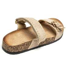 Sandals And Semelle Effet Liège Avec Brides Doubles And Boucle Réglable – Style Bohème Décontracté - Khaki - View 4