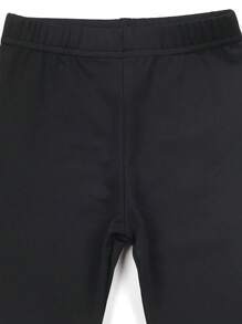 3pcs Sets Of Young Girls Spring And Summer Solid Color Stretch Leggings, Suitable For Daily Leisure, Simple And Comfortable Leggings