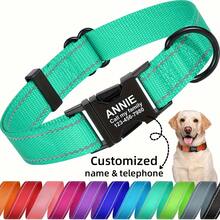 Customizable Reflective Dog Collar With Engraved Metal Buckle - Personalized Nylon Pet Collar, Combining Safety And Fashion - Multicolor - View 7