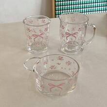 Original French Rose Glass, Bow Knot, Broken Flower, Cold Extract Cup, Couple Milk Cup, Coffee Breakfast Cup, Holiday Party, Birthday Party, Halloween, Christmas, Easter, Mother's Day, Teacher's Day, Holiday Gift, Perfect Gift For Family, Friends, Sisters, Relatives And Teachers