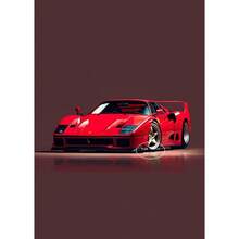1 pieza Póster de arte de pared sin marco Coche de lujo rojo y negro F40 Póster e impresiones Pintura en lienzo Arte de pared Decoración moderna para sala de estar, oficina y hogar