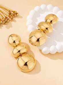 One Pair Of Fation Stud Earrings Clear Surface Chunky Jewelry