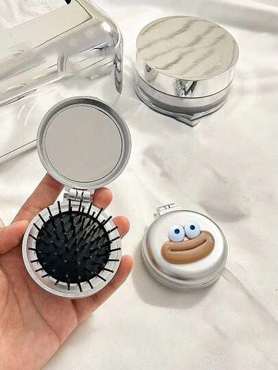 2-In-1 Foldable Comb & Makeup Mirror – Portable With Funny Expression Sausage Mouth Accessory, , Tabletop, Contemporary Beauty Tool For Travel,Folding Comb With Makeup Mirror, Easy To Carry, Perfect For Travel Outgoing Use, Dual-Use Air Cushion Comb, Scalp Massage Hair Comb,Mother'S Day Gifts, Fun Gifts For Friends, Birthday Gifts