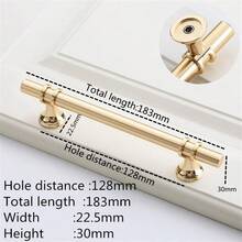 1 PC Modern Black Gold Door Handles Kitchen Cabinet Handles Solid Drawer Knobs Zinc Alloy Base Aluminum Alloy Rod Fashion Furniture Handle Hardware - Gold - View 15