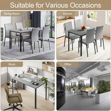 Dining Table, Modern Rectangular Dining Table Kitchen Table With Marble Effect Top And Metal Legs, 120x70cm Wooden 4-6 Seater Dinner Table For Home, Cafe And Restaurant - Grey - View 6