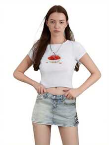 Denim Skirt Women's Casual Mini Denim Skirt Stretch High Waist Side Slit Denim Skirt Women's Zipper Front Skirt Denim Skirt - Light Blue - View 4