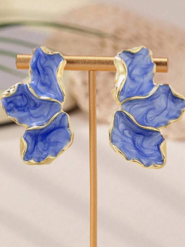 Elegant Flower Oil Drop Earrings For Women