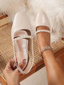 Women's Elegant Ballet Flats, Pointed Toe Design With Delicate Bow Decor, Soft Sole Slip-On Sandals In Feminine Aesthetic - Beige - View 4