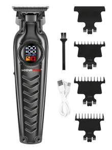 2pcs HIENA USB Rechargeable Men's Hair Clipper, LED Display, Salon-Grade Beard Trimmer, Perfect Gift For Men, Father's Day Gift - Black - View 5