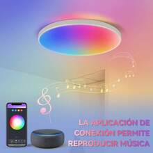 CANMEIJIA 24W Alexa 吸顶灯，蓝牙涂鸦手机应用控制，RGB 卧室吸顶灯，带遥控器的家居装饰客厅灯，适用于家庭/客厅/卧室/音乐室/书房/厨房/浴室/衣柜/舞台/展厅/商店/画廊/走廊/餐厅/服装店/酒吧/工作室 - 藍牙Alexa吸頂燈 - 查看 5