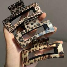 4 Stücke/2 Stücke/1 Stück Leopard Muster Haarclips, Leopard Muster Haarklammern, schicke karierte Haarspangen, einfache quadratische Haraccessoires, geeignet für Lässig und täglichen Gebrauch, Rückkehr zur Schule