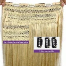 Invisible Wire Hair Extensions P8/613 Highlight Blonde Human Hair Fish Line One-Piece Clip Ins Haie Extensions Transparent Line - S8/613 - View 5