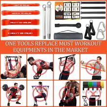 Portable Extra Heavy Home Gym Resistance Band Bar Set With 4 Stackable Resistance Bands,Detachable Full Body Workout Equipment Exercise Bar Kit,500LBS Longer Bar With Bands,Workout Guide Included - default - View 4