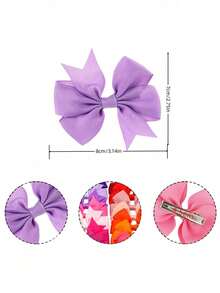 20/40pcs Kids Cute Handmade Grosgrain Ribbon Bowknot Hair Clips, Girls Daily Hair Accessories, Affordable - Multicolor - View 2