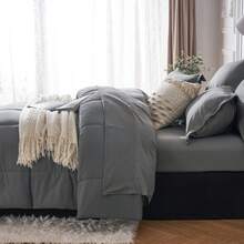 Lightweight Classical Comforter Set For Home Decor, Soft & Comfortable , Modern Style, All-Season, Twin(5 Pieces),Full/Queen/King(7pieces), Breathable Bed In A Bag, Housewarming Gift, Birthday Gift For Girl/Women/Men - Dark Grey - View 5