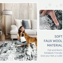 Area Rugs, Modern Abstract Washable Rug For Living Room, Stain Resistant Non-Shedding Distressed Area Rug With Non Slip Backing For Bedroom - Đen và trắng - Xem 9