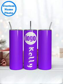 Customize This 20oz Stainless Steel Tumbler Sports Water Bottle With Any Custom Text, Name/Initials And Photo To Make A Perfect Gift! Perfect For A Bachelorette Party, Birthday Party, Or Any Event. - Multicolor - View 8