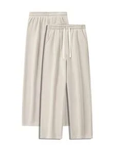 Men's Regular Fit Drawstring Casual Pants - Soft And Slightly Stretchy Fabric, Comfortable And Breathable, Drawstring Waist Adjustment, Solid Color, Perfect For Outdoor Sports And Fitness Activities In Spring And Summer - 卡其色 - 查看 3