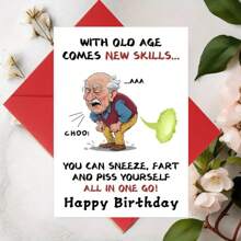 Humorous "New Skills With Age" Birthday Greeting Card For Grandfather, Brother, Or Friend, Versatile Celebration Card