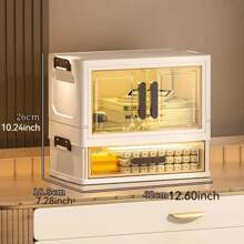 1pc Foldable Large Capacity Makeup Storage Cabinet, File Storage Box, Large Capacity Drawer Storage Box, Transparent Drawer Cabinet, Suitable For Storing Cosmetics, Skincare, Files And Books