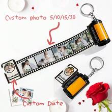 Porte-clés personnalisé en forme de rouleau de film photo, porte-clés appareil photo mémoriel, cadeau pour la fête des mères, la Saint-Valentin, accessoire de sac pendentif - Multicolore - Voir 5