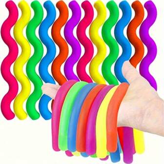 24/12 piezas Juguetes sensoriales, cuerdas elásticas tipo Fidget para reducir el estrés, cuerda elástica Fidget Mini| Mono suavizante de superficie elástica | Línea | Juguete elástico de sensación táctil
