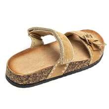 Sandals And Semelle Effet Liège Avec Brides Doubles And Boucle Réglable – Style Bohème Décontracté - Camel - View 4